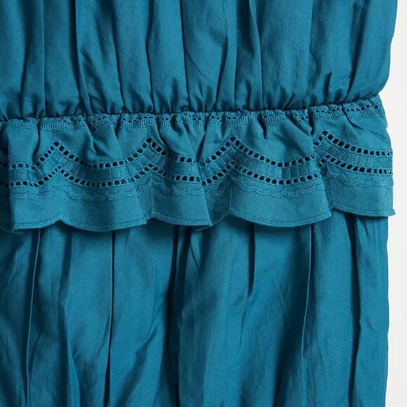 ANTHROPOLOGIE ASTRIDE COTTON RUFFLED VOILE QUILT QUEEN TEAL BLUE NWT ORIG. $298 - Picture 8 of 8